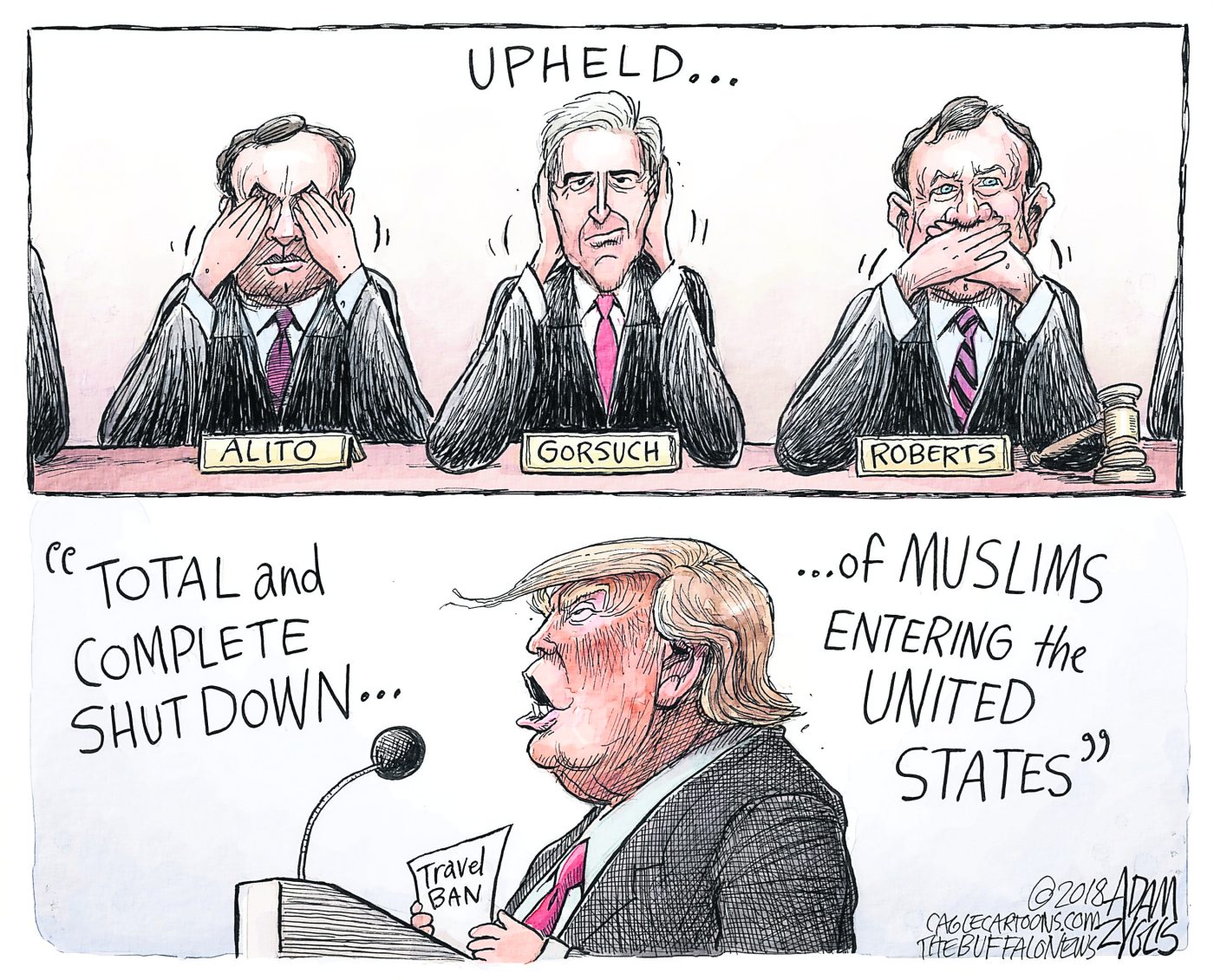 Drawn to the news: Travel ban