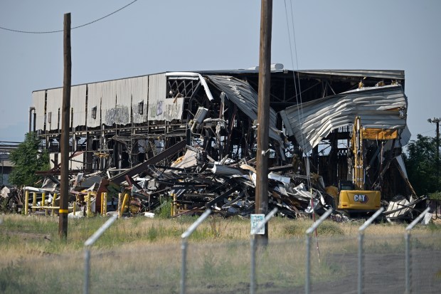 Demolition work is underway on a building at Burnham Yard in Denver on Friday, July 25, 2025. (Photo by Hyoung Chang/The Denver Post)